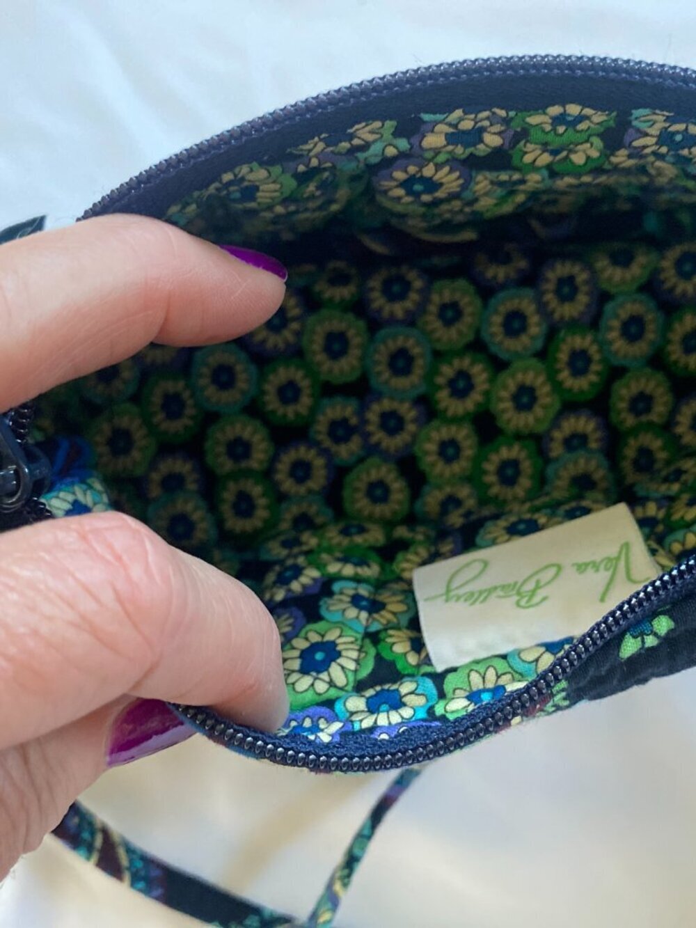 VERA BRADLEY Green Blue Rhapsody Paisley Quilted Bag Purse, EUC - Picture 4 of 10